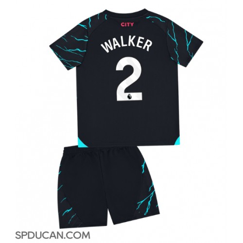 Dječji Nogometni Dres Manchester City Kyle Walker #2 Rezervni 2023-24 Kratak Rukav (+ Kratke hlače)